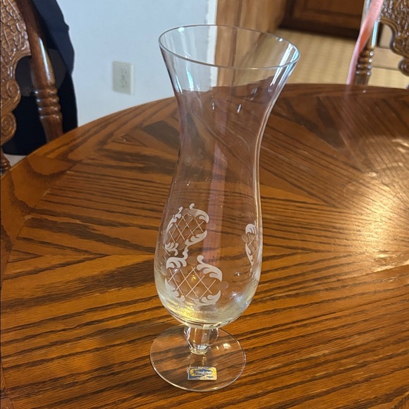 Source Unknown Other - Hurricane Glass with Etched Pattern